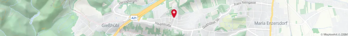 Map representation of the location for Apotheke Gießhübl in 2372 Gießhübl